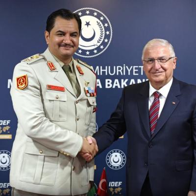 Libyan Army Ground Forces Chief Gen. Saddam Haftar Meets Turkish Defense Minister Yaşar Güler at IDEF 2025 in Istanbul