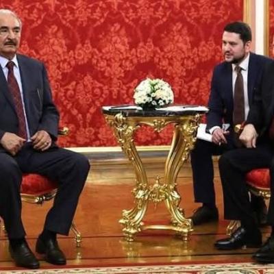 Putin Meets Libyan Army Commander Field Marshal Khalifa Haftar at the Kremlin in Moscow